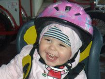 erste Fahrradtour, nach 10 min schlief Maja