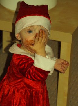 auch der Weihnachtsfrau schmeckt Schokolade, seht Ihr´s?